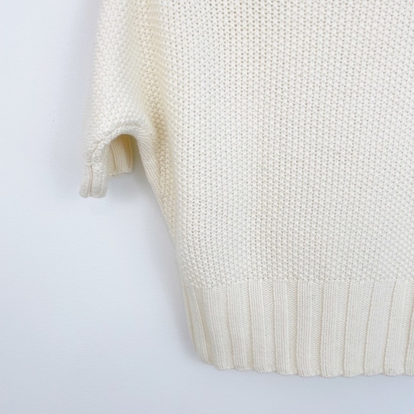 Express Cream Wool Blend Cable Knit Short Sleeves Sweater Size Xsmall - Picture 12 of 16